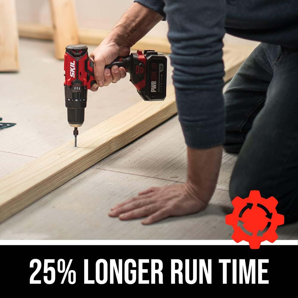 SKIL 20V 1/2 Inch Hammer Drill. Includes 2.0Ah PWRCore 20 Lithium Battery and Charger - HD527802