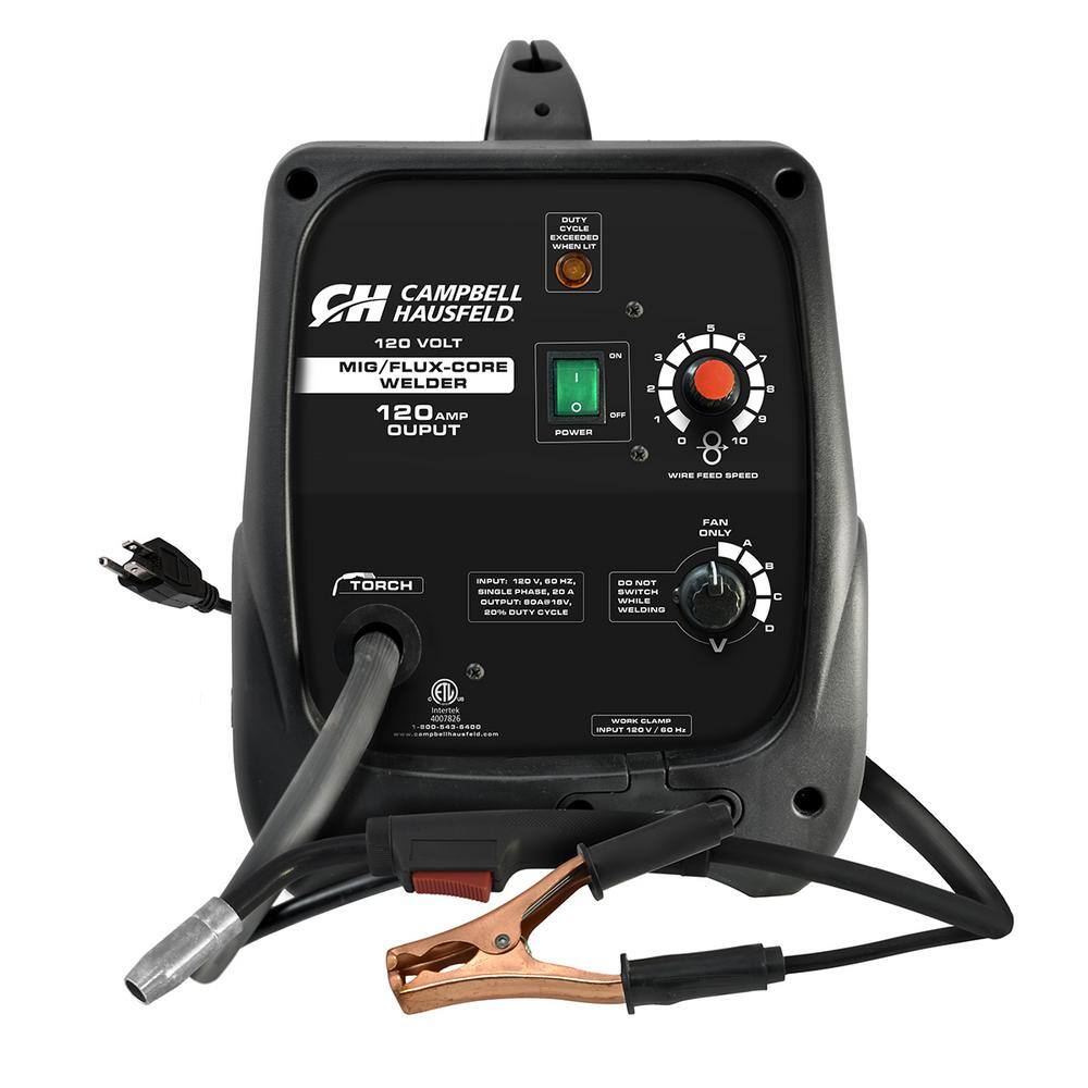 Campbell Hausfeld DW313000 MIG/Flux Core Welder 120 Amp Output Wire Feed with Accessories