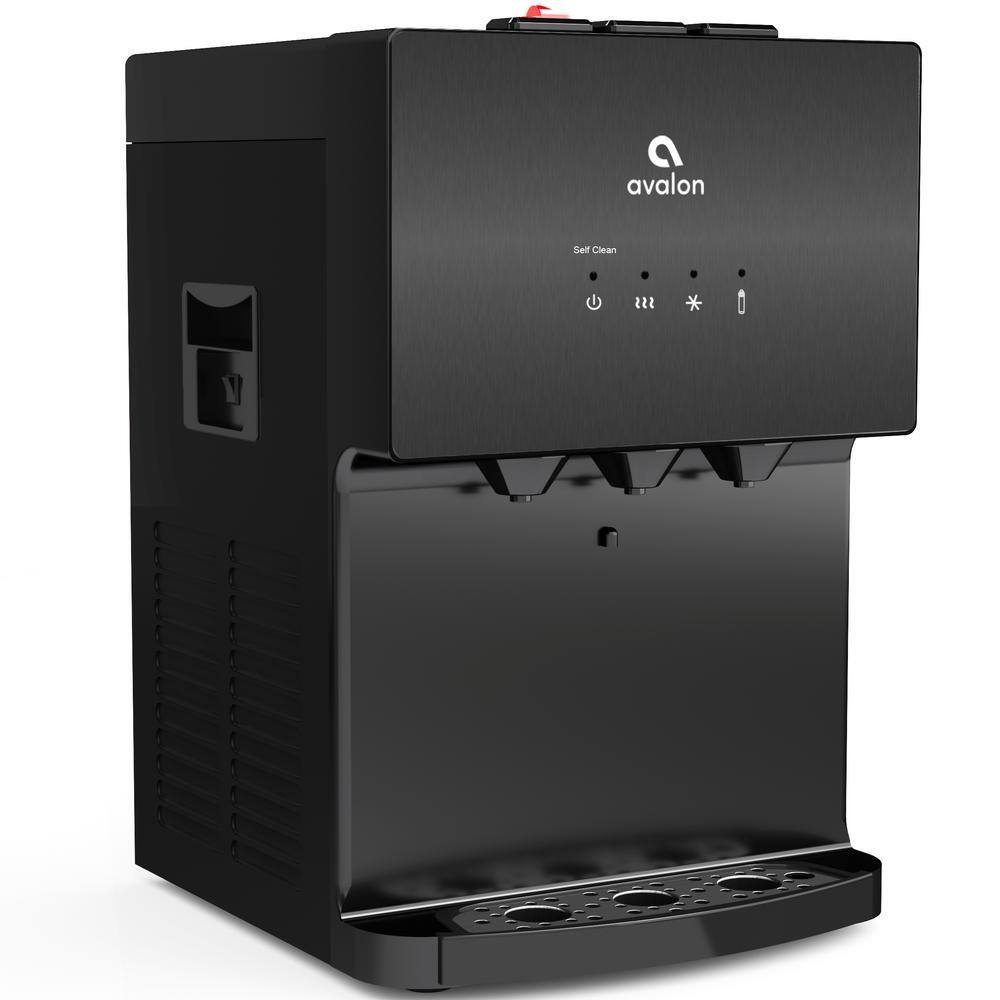Avalon A12BLK Countertop Bottleless Water Cooler Dispenser in Black Stainless Steel with Self Cleaning Function