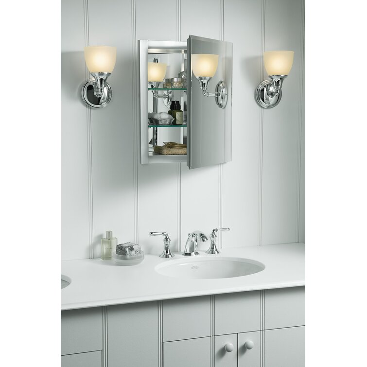 Kohler CB-CLR1620FS Recessed Frameless Medicine Cabinet with 2 Adjustable Shelves and Interior Mirror
