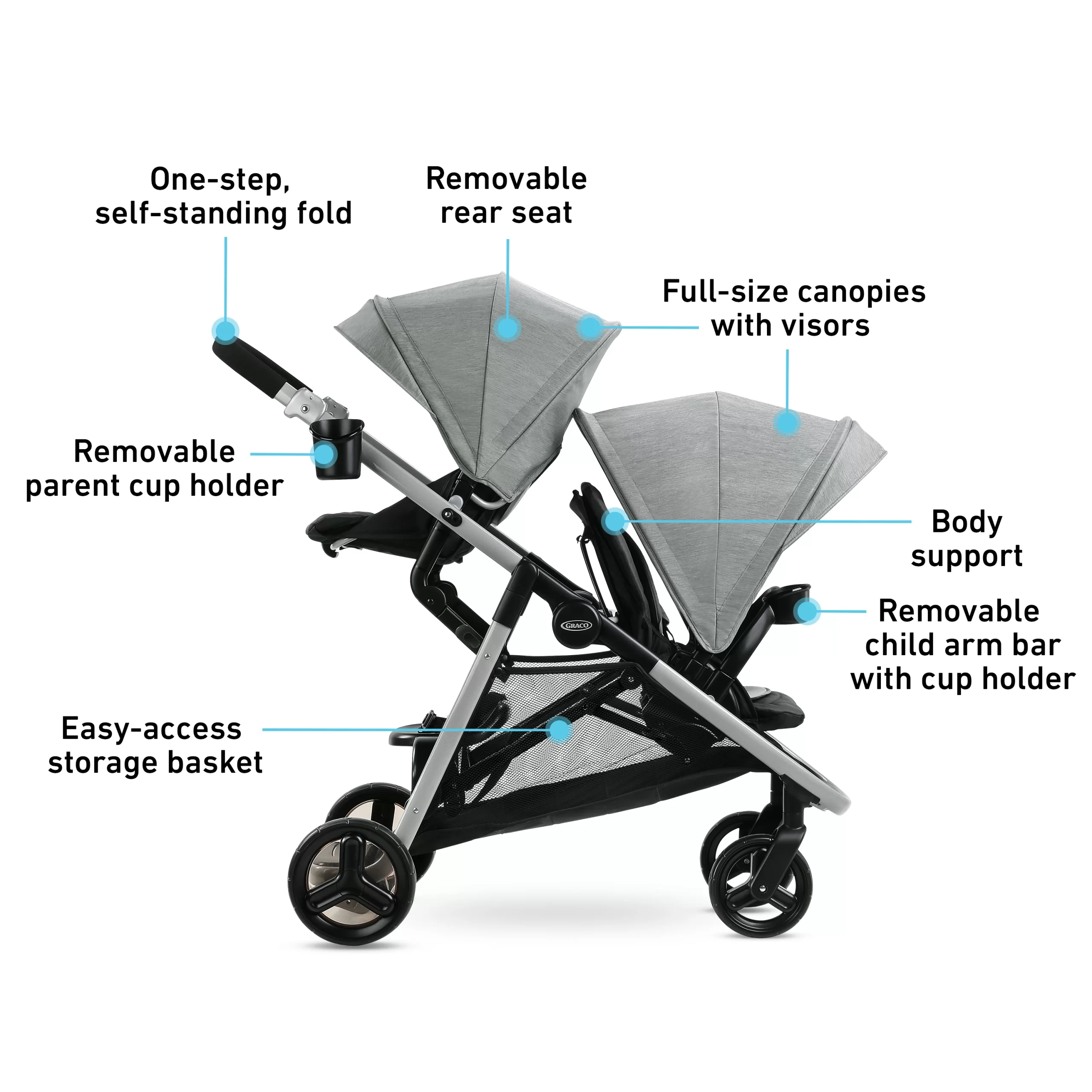 Graco Ready2Grow LX 2.0 Double Stroller - Clark