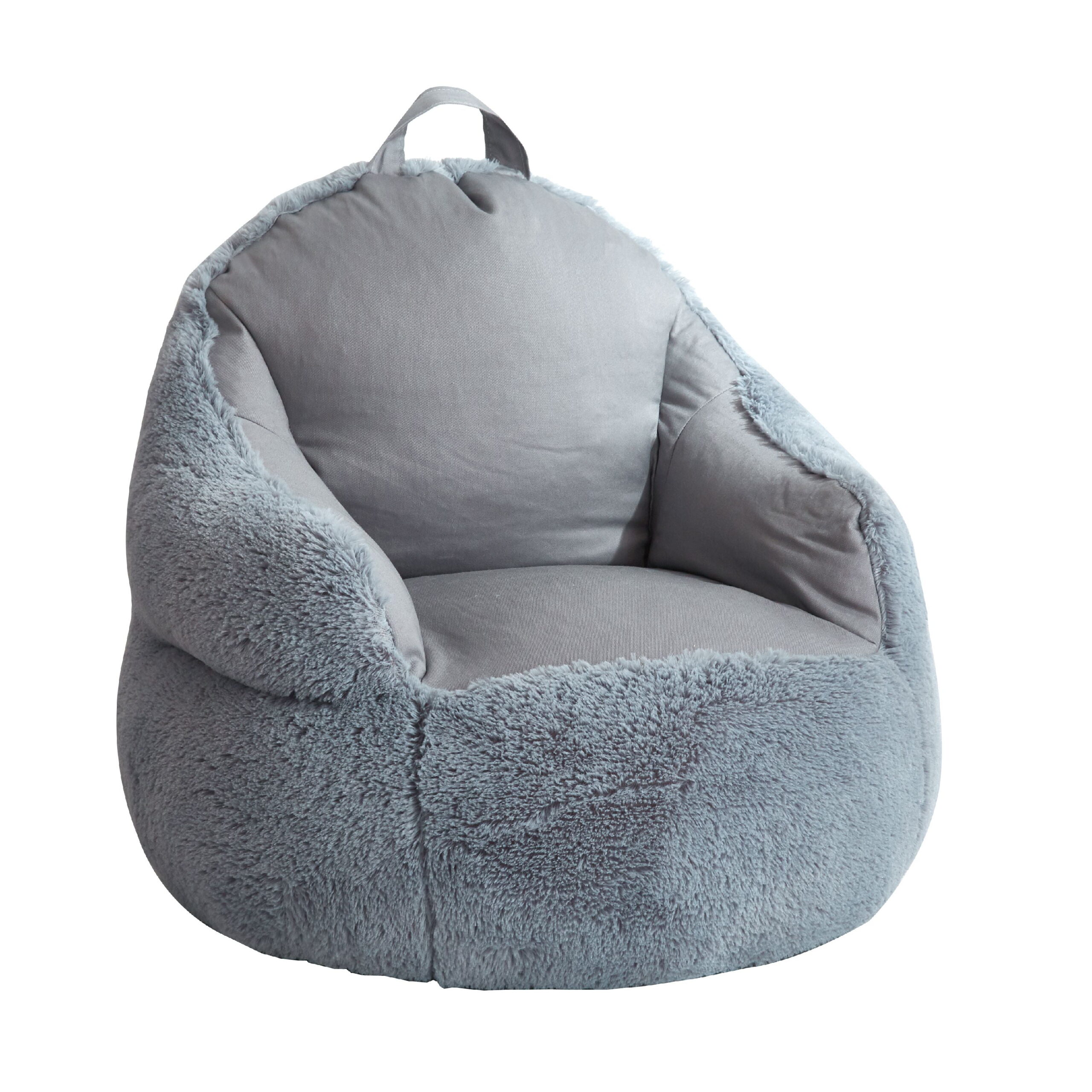 Heritage Kids Grey Shag Bean Bag Chair