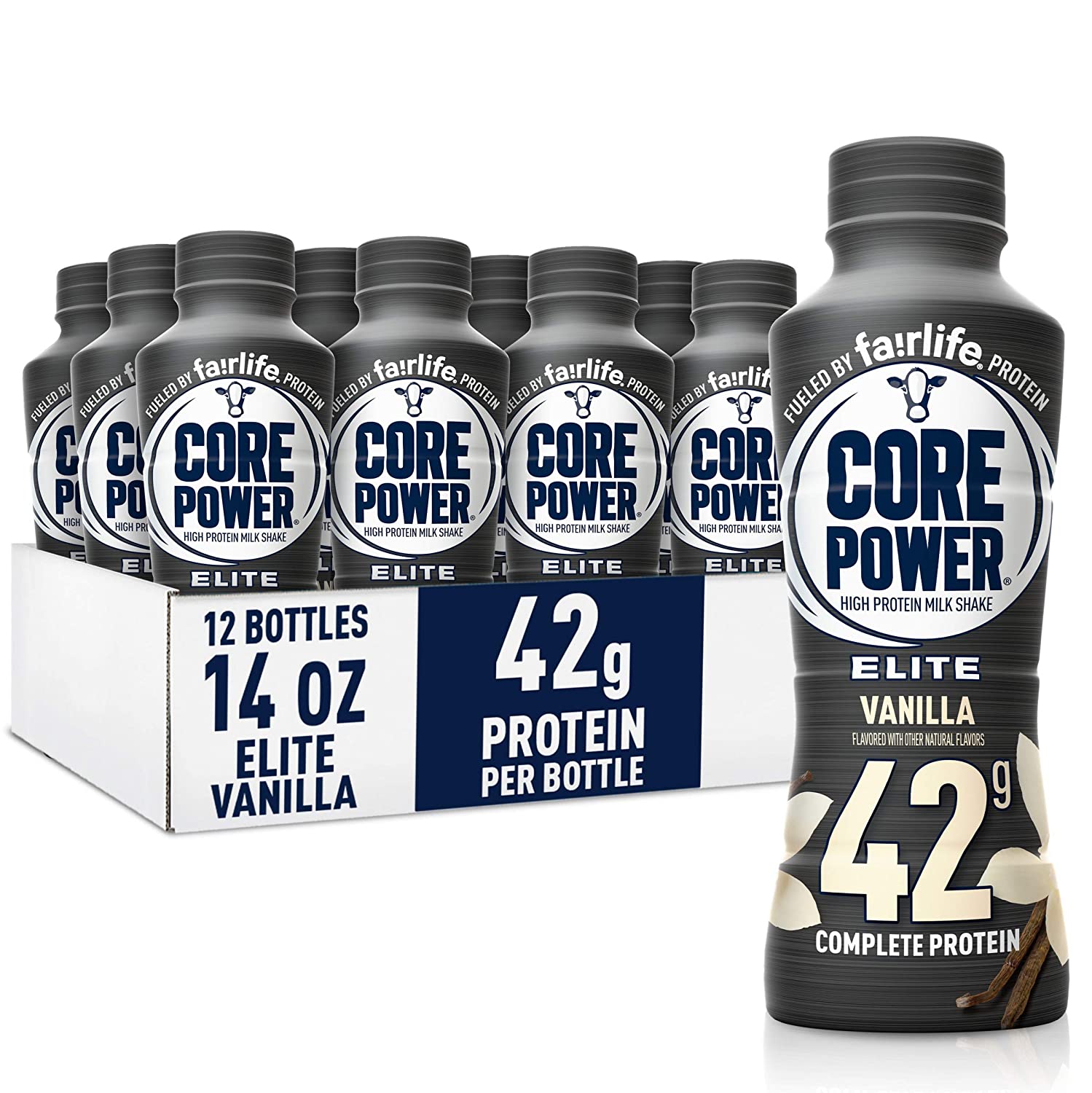 Fairlife Core Power Elite High Protein Shake (42g). Vanilla. Ready To Drink for Workout Recovery. 14 Fl Oz Bottles (12 Pack)