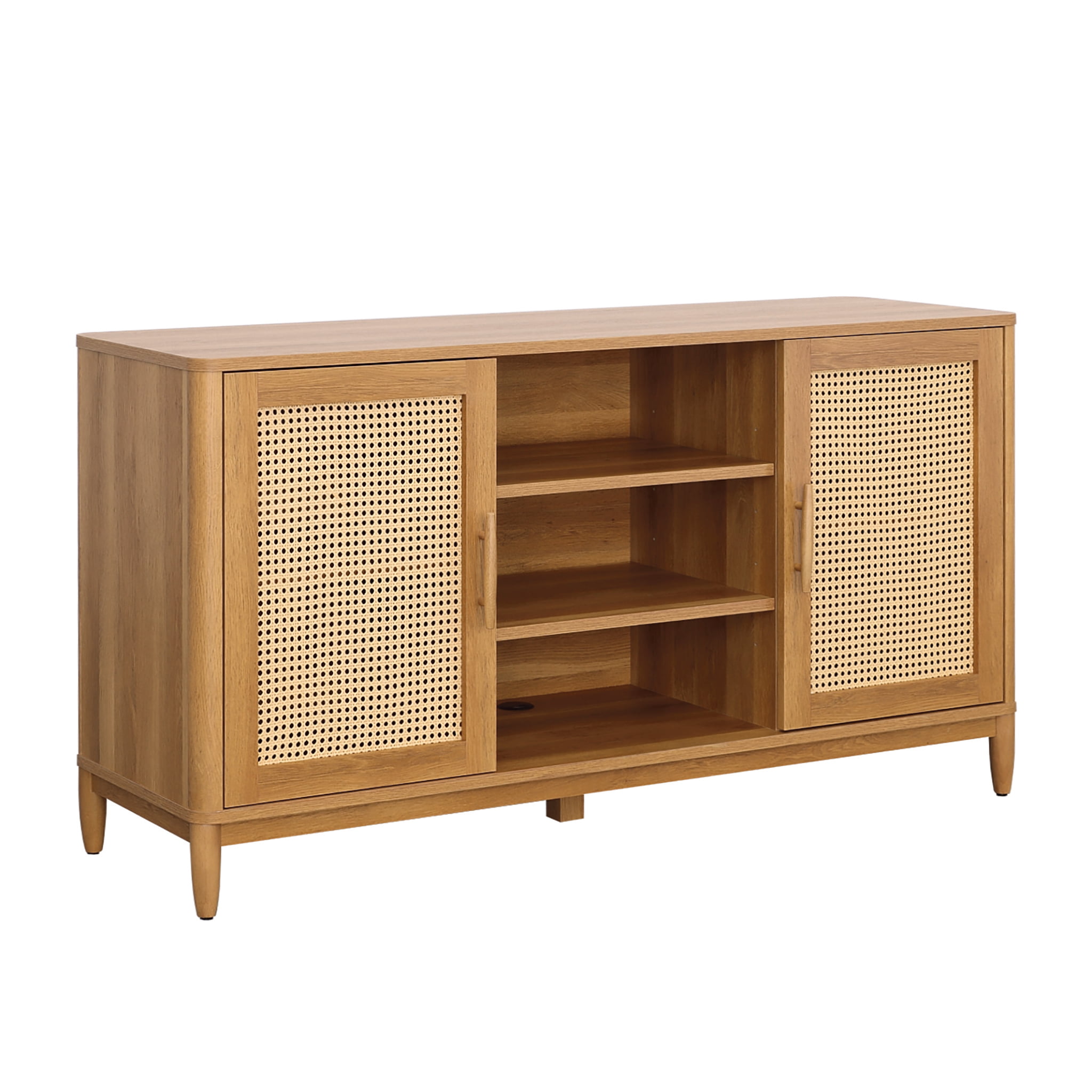Better Homes & Gardens Springwood Cane TV Stand for TV-s up to 65″. Light Honey Finish