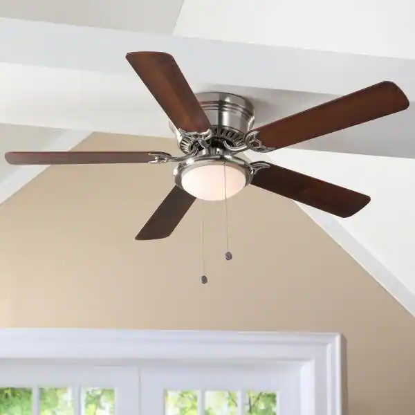 Hugger 52 in. LED Indoor Brushed Nickel Ceiling Fan with Light Kit