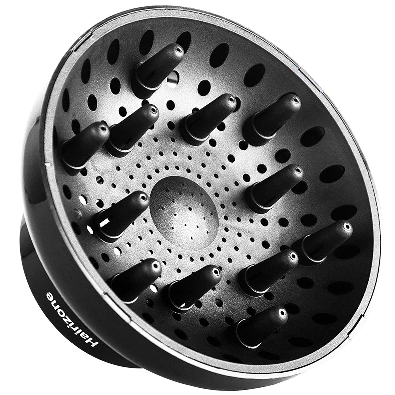 Hairizone Universal Hair Diffuser Adaptable for Blow Dryers with D-1.7-Inch to 2.6-Inch for Curly or Wavy Hair. Shiny Black