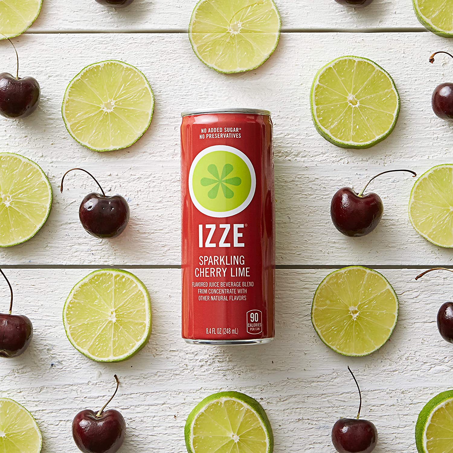 Izze Cherry Lime Straight Beverages. 8.4 FL Oz. Pack of 24