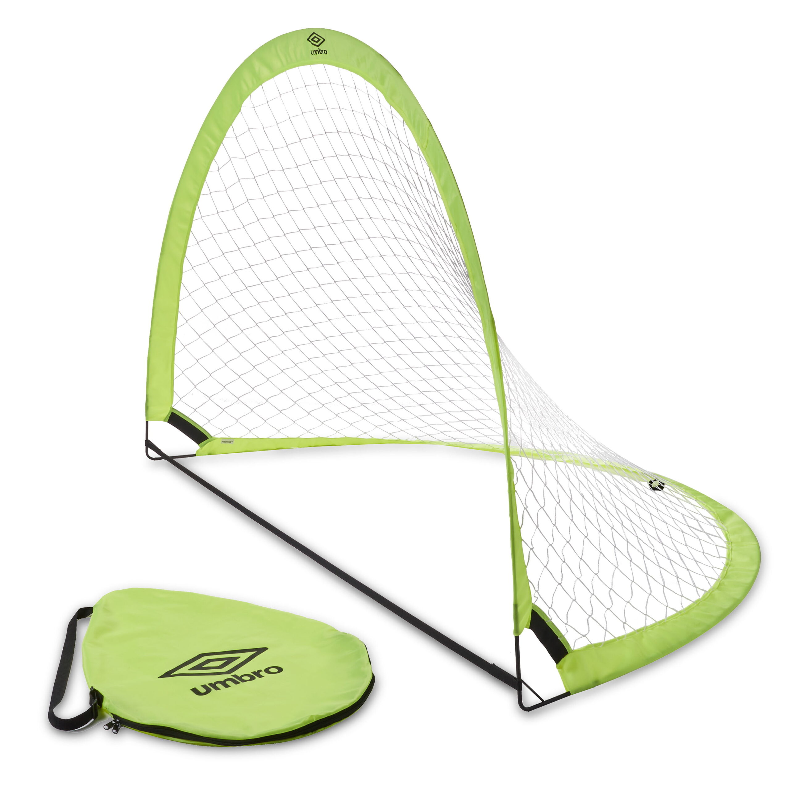 Umbro Soccer Goal Nets. Portable Pop-up Set with Lime Green Zipper Storage Bag