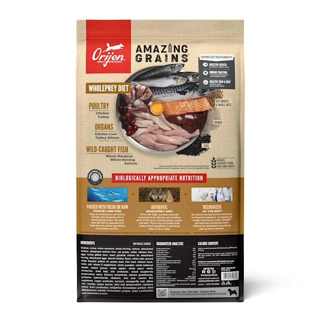 ORIJEN Amazing Grains High Protein Dry Puppy Food. 4 Pound & 22.5 Pound