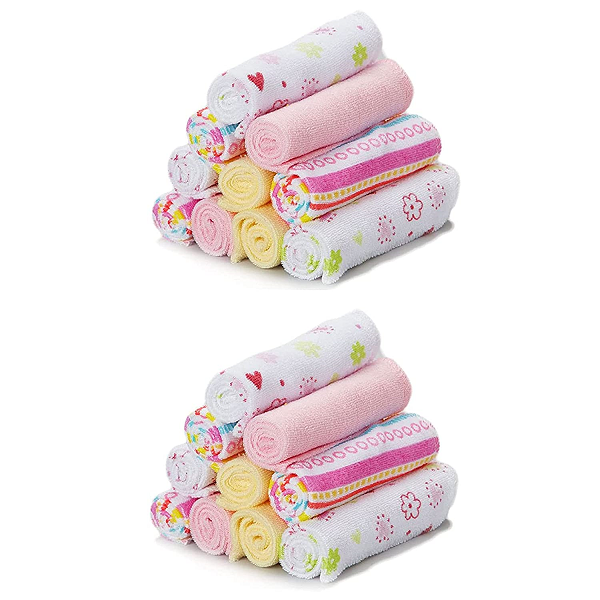 Spasilk Washcloth Wipe Set for Newborn Boys & Girls. Soft Terry. 20 Pack