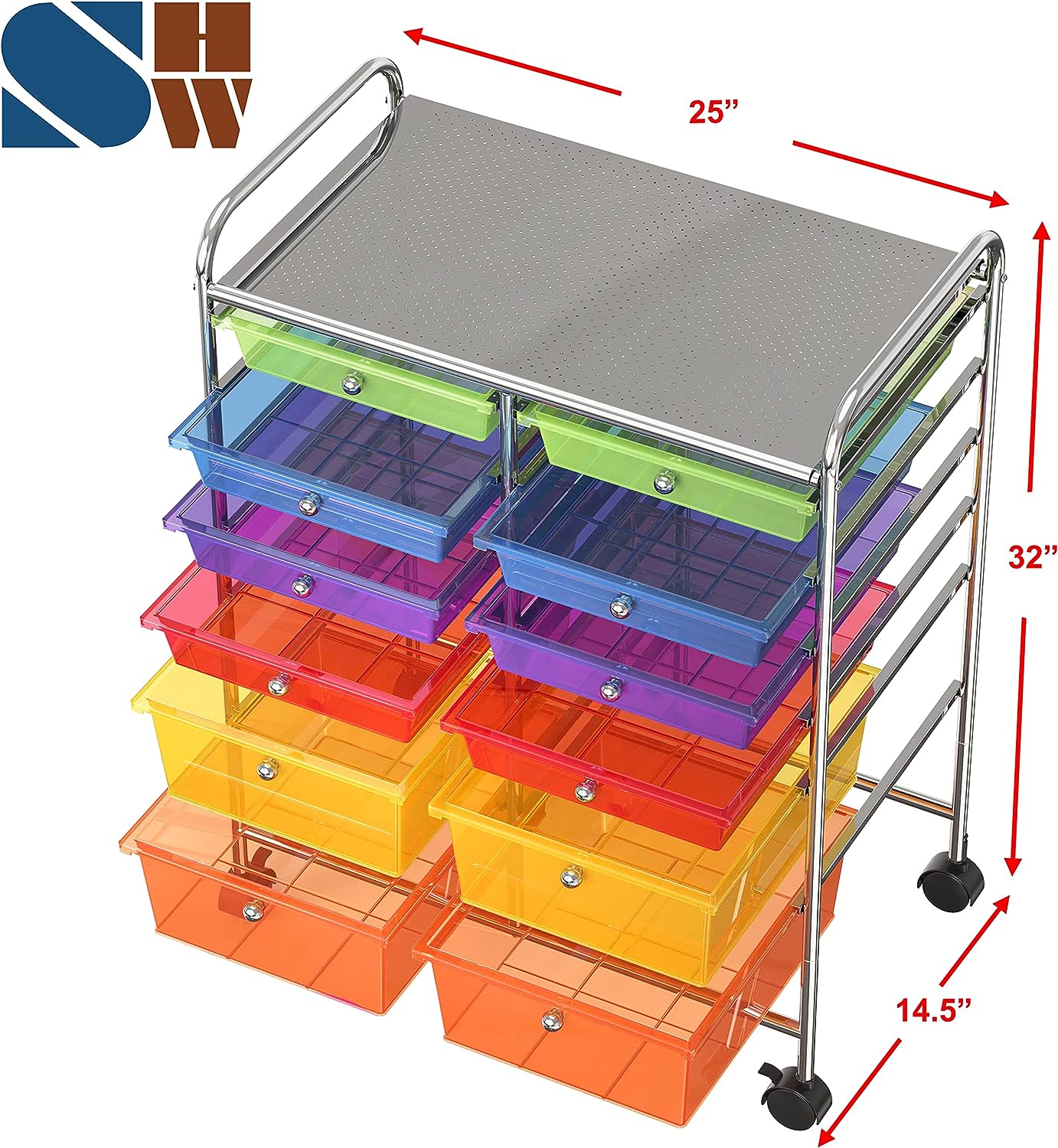 Simple Houseware 12-Drawers Rolling Storage Cart. Multicolor