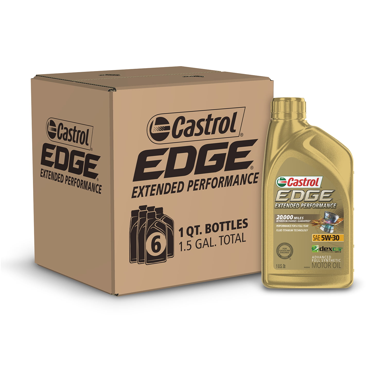 Castrol Edge Extended Performance 5W-30 Advanced Full Synthetic Motor Oil. 1 Quart. Case of 6