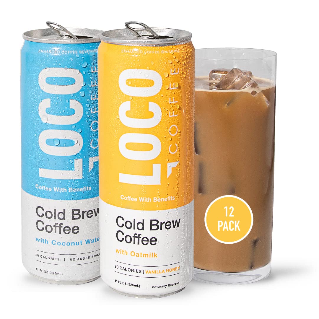 Loco Life Brew Cold Brew Coffee With Oat Milk and Coconut Water Variety Pack  11 Ounce Can Pack of 12 | Gluten Free and Dairy Free | Low Sugar. Low Calorie Iced Coffee