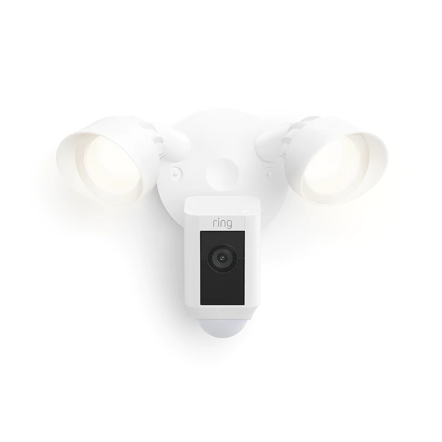 Ring  Floodlight Cam Wired Plus - Hardwired Outdoor Smart Security Camera with Two LED Floodlights - White