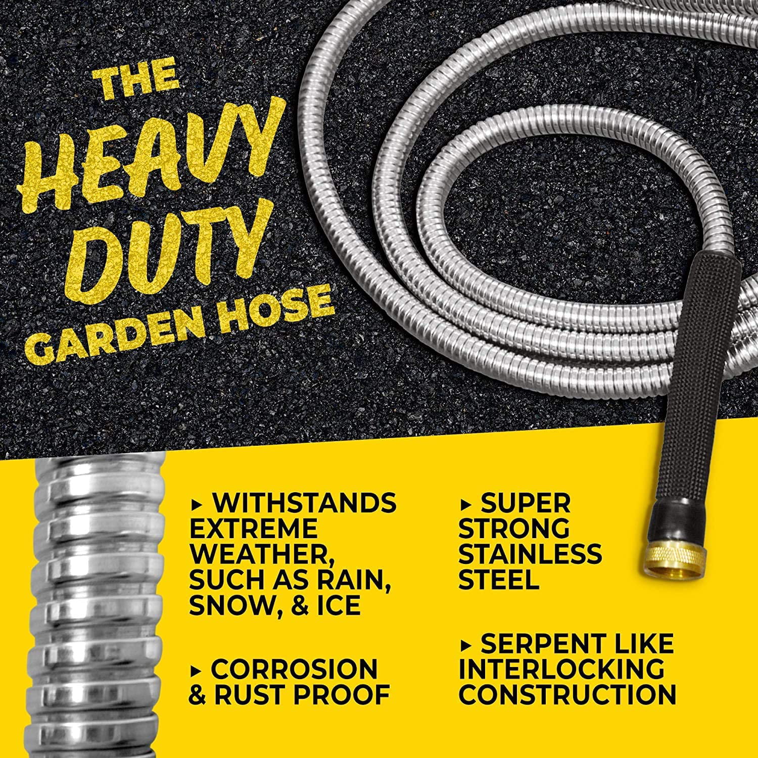 Bionic Steel Pro Garden Hose - 304 Stainless Steel Metal Water Hose. Heavy Duty Lightweight. 25ft