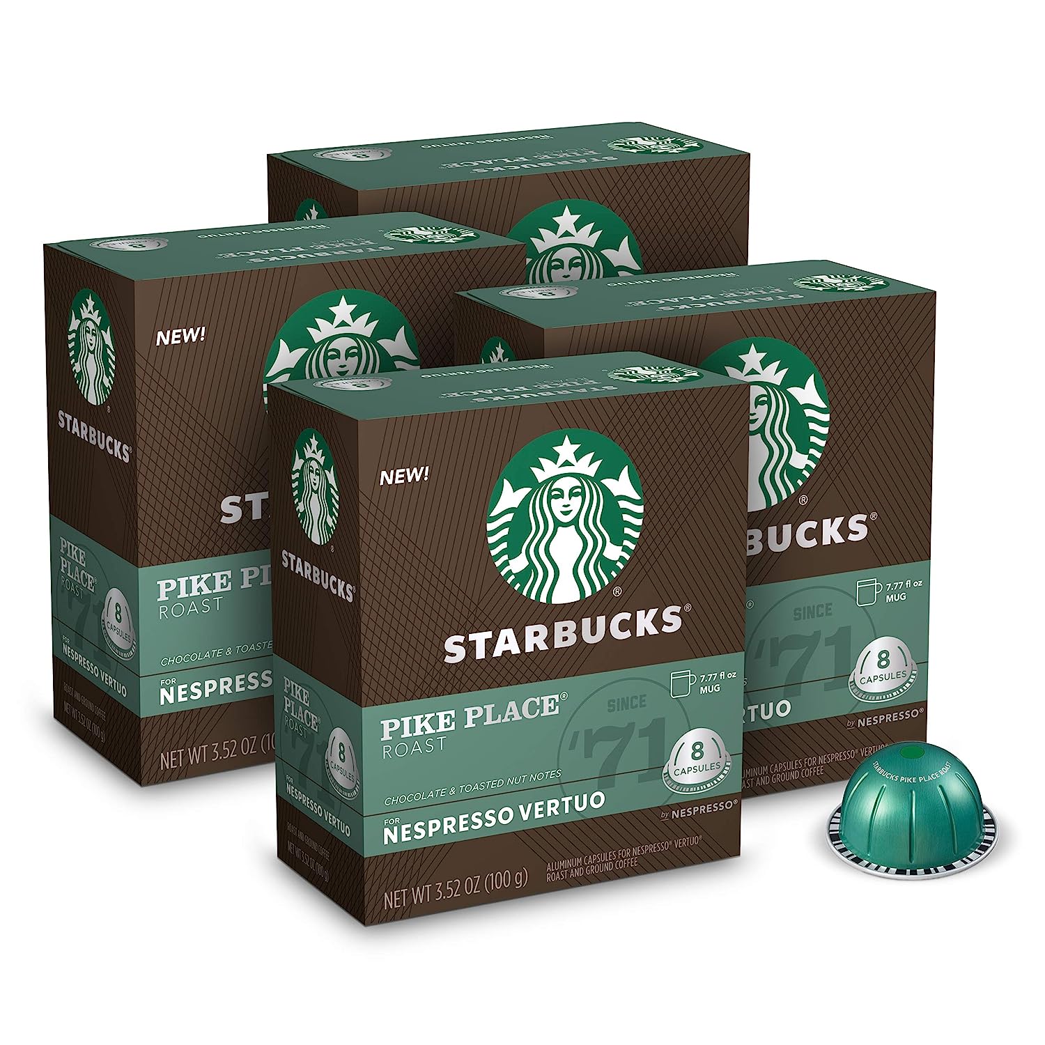 Starbucks by Nespresso Medium Roast Pike Place Roast Coffee (32-count single serve capsules. compatible with Nespresso Vertuo Line System)