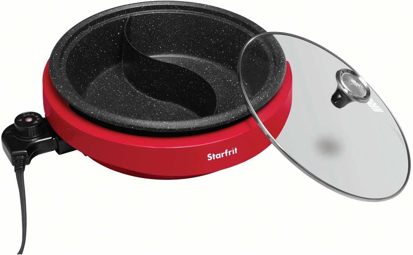 Starfrit The Rock Dual-Sided 3.2-Quart Hot Pot Electric Food Makers. normal. Red