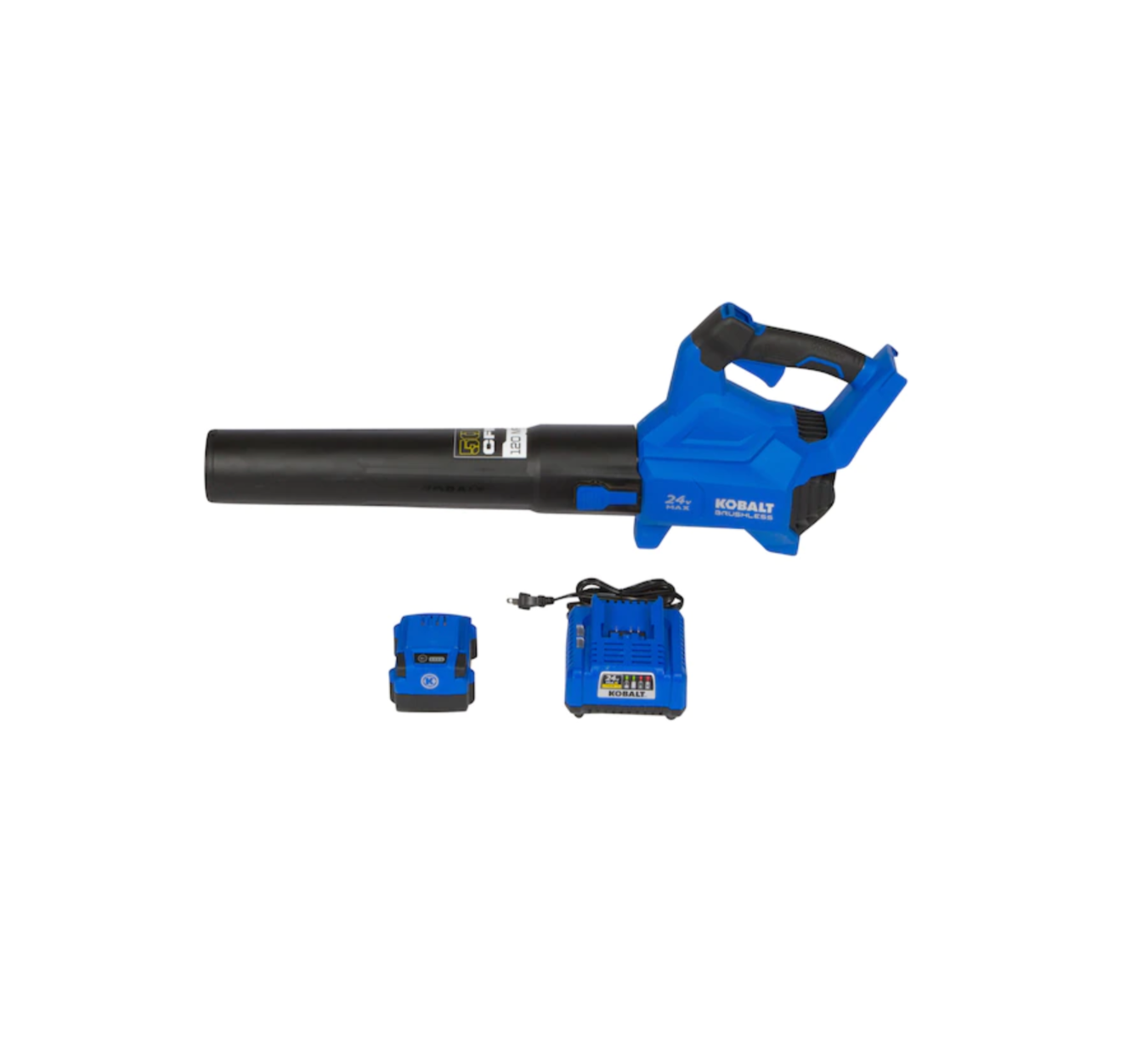 Kobalt KHB 4224AB-03 24-volt 500-CFM 120-MPH Brushless Handheld Cordless Electric Leaf Blower 4 Ah (Battery & Charger Included)