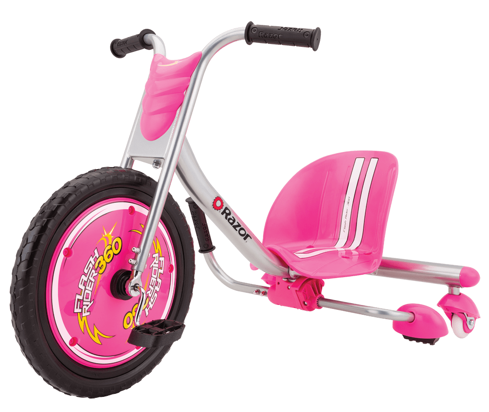 Razor FlashRider 360 Tricycle with Sparks - Pink. 16″ Front Wheel. Welded Steel Frame Trike. Ride-On Toy for Kids Ages 6 and Up. Unisex