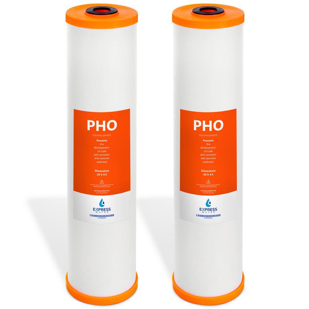Express Water FLTWH2045P2 4.5 in. x 20 in. Whole House Anti-Scale Replacement Water Filter Cartridge Polyphosphate (2-Pack)