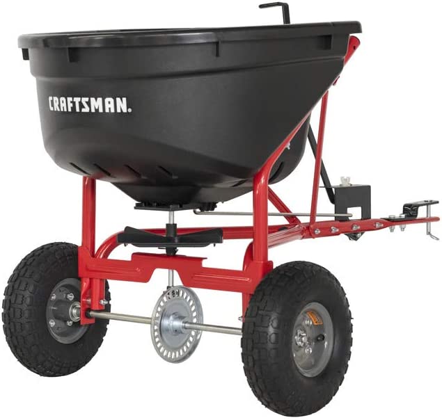 Craftsman CMXGZBF7124571 110-lb Tow Broadcast Spreader. Black