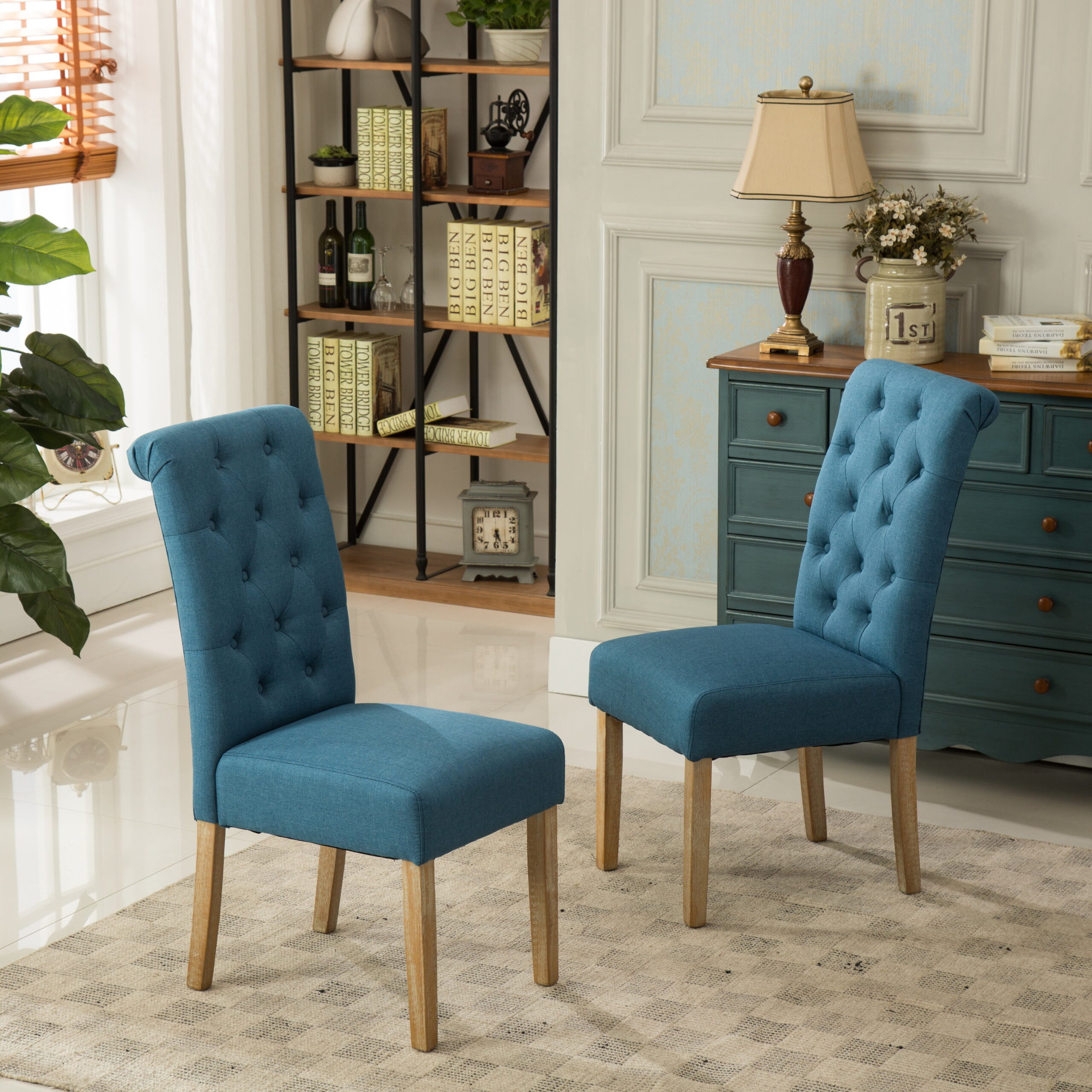 Roundhill Furniture Habit Dining Chair. Set of 2. Blue