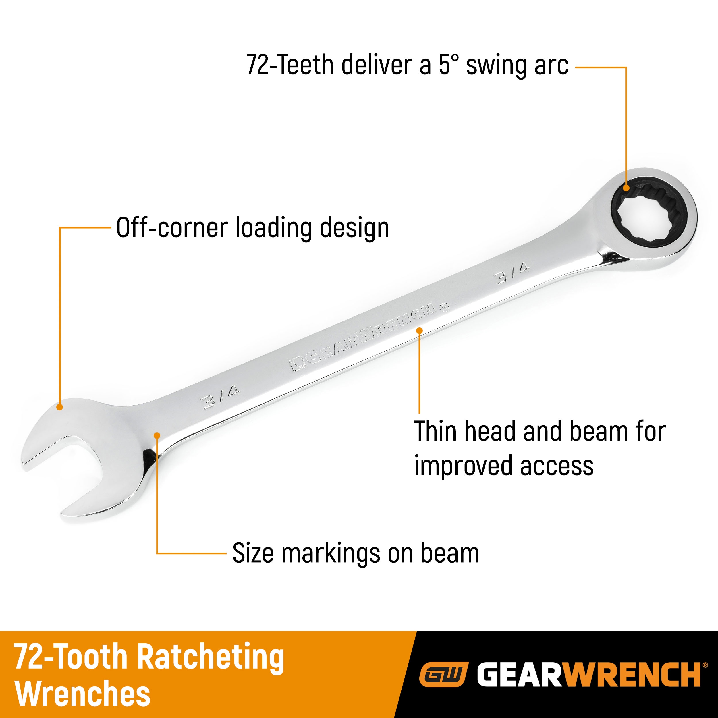 GEARWRENCH 20-Piece Set 12-point Standard (SAE) and Metric Ratchet Wrench