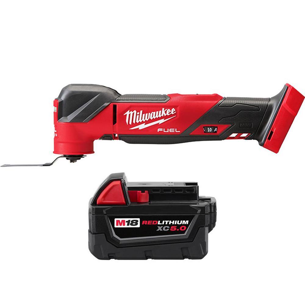 Milwaukee 2836-20-48-11-1850 M18 FUEL 18-Volt Lithium-Ion Cordless Brushless Oscillating Multi-Tool with 5.0 Ah Battery