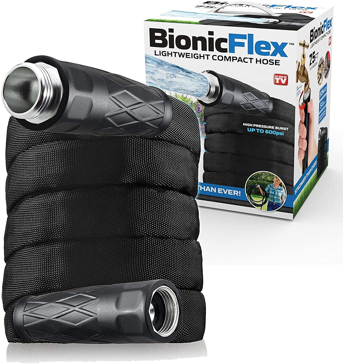 Bionic Flex Garden Hose. Flexible. Lightweight. Heavy Duty Water Hose - 5/8 in. Dia. x 75 ft.