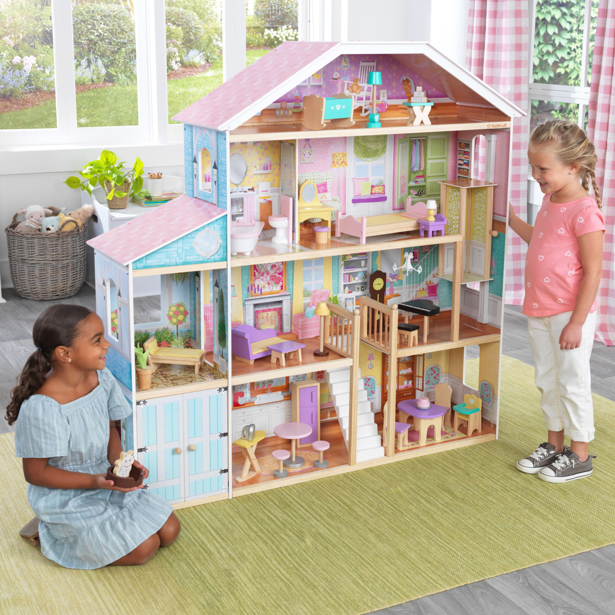 KidKraft Grand View Mansion Dollhouse with EZ Kraft Assembly™. Elevator and 34 Accessories