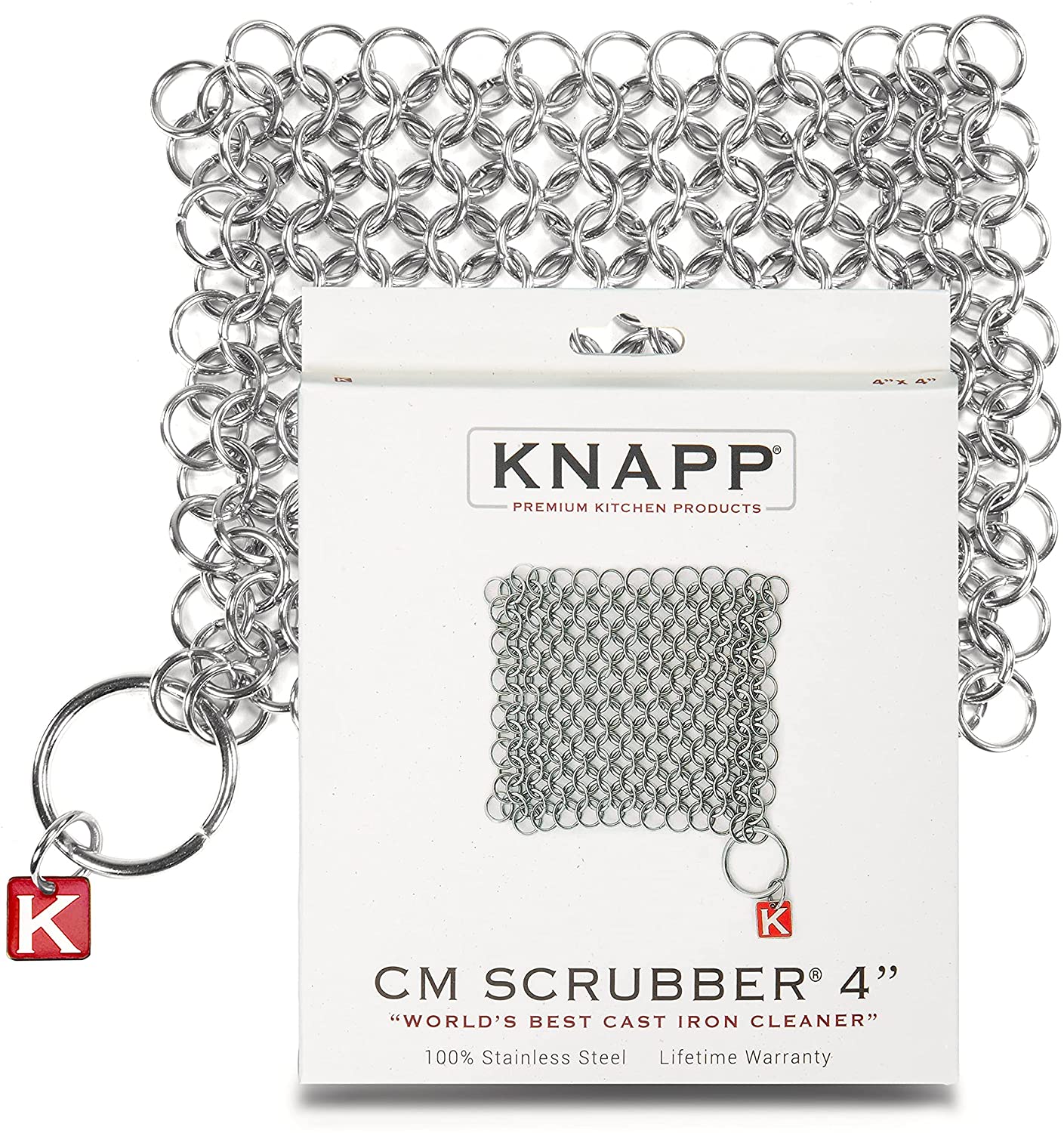 Knapp Made Original CM Scrubber 4″ Chainmail Scrubber - Cast Iron Cleaner