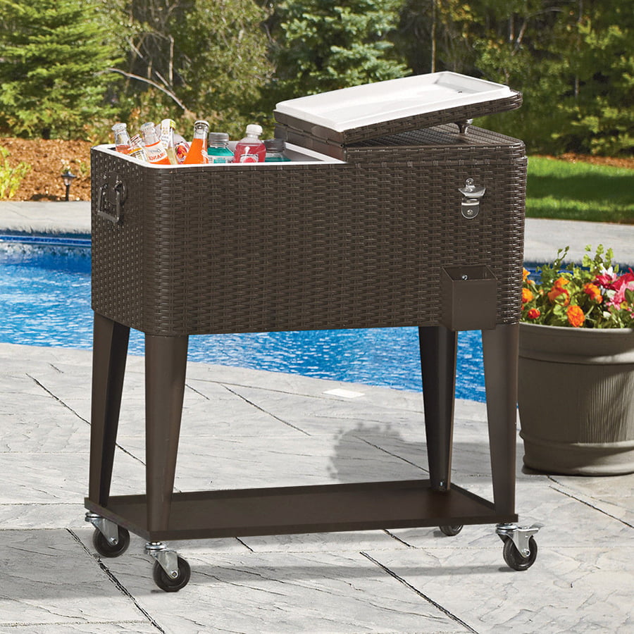 Clevr Outdoor Patio 80 quart Party Portable Rolling Cooler Wheeled Ice Chest - Steel - Indoor & Outdoor