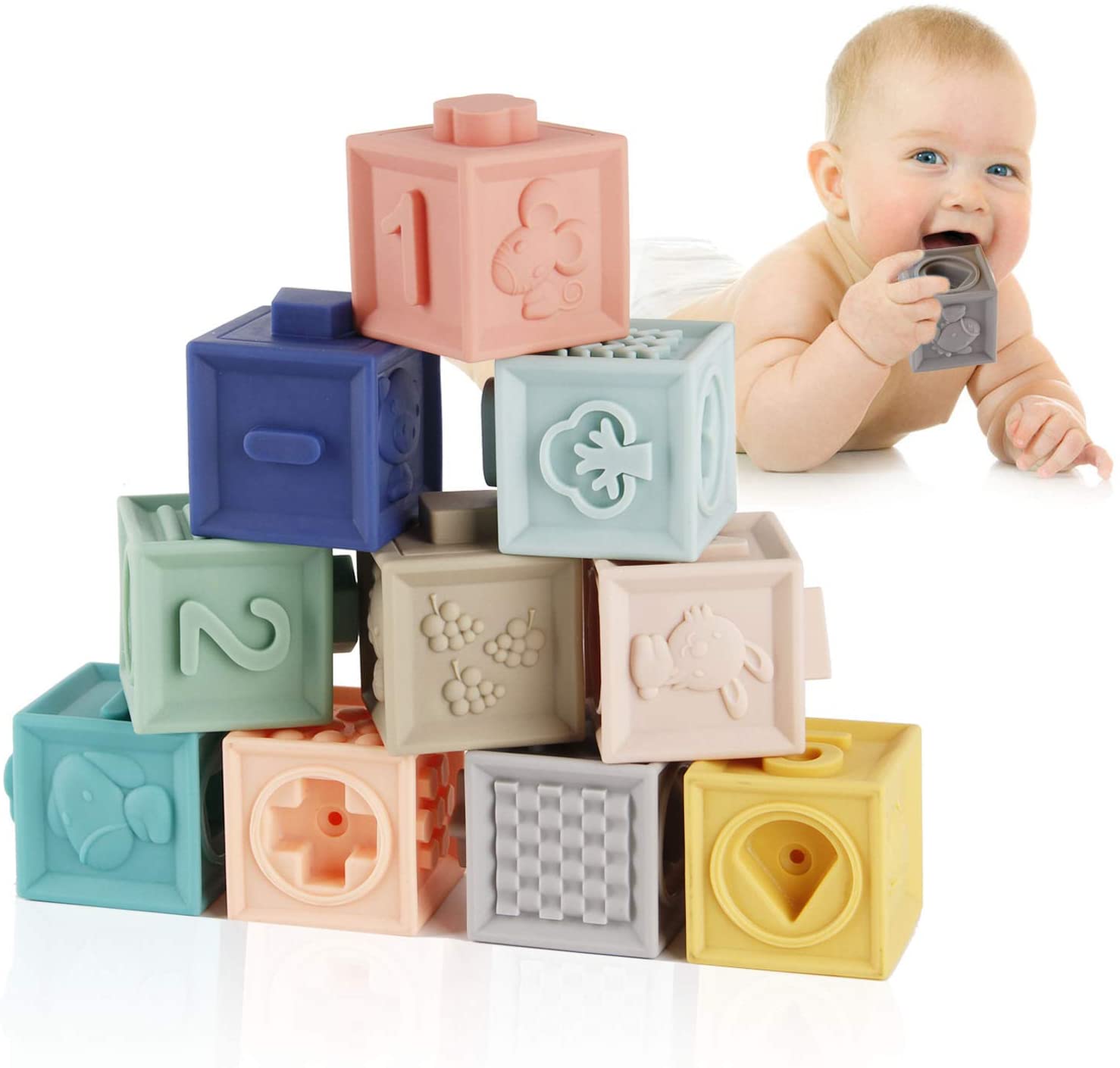 Mini Tudou Baby Blocks Soft Building Blocks Baby Toys. 12 pcs