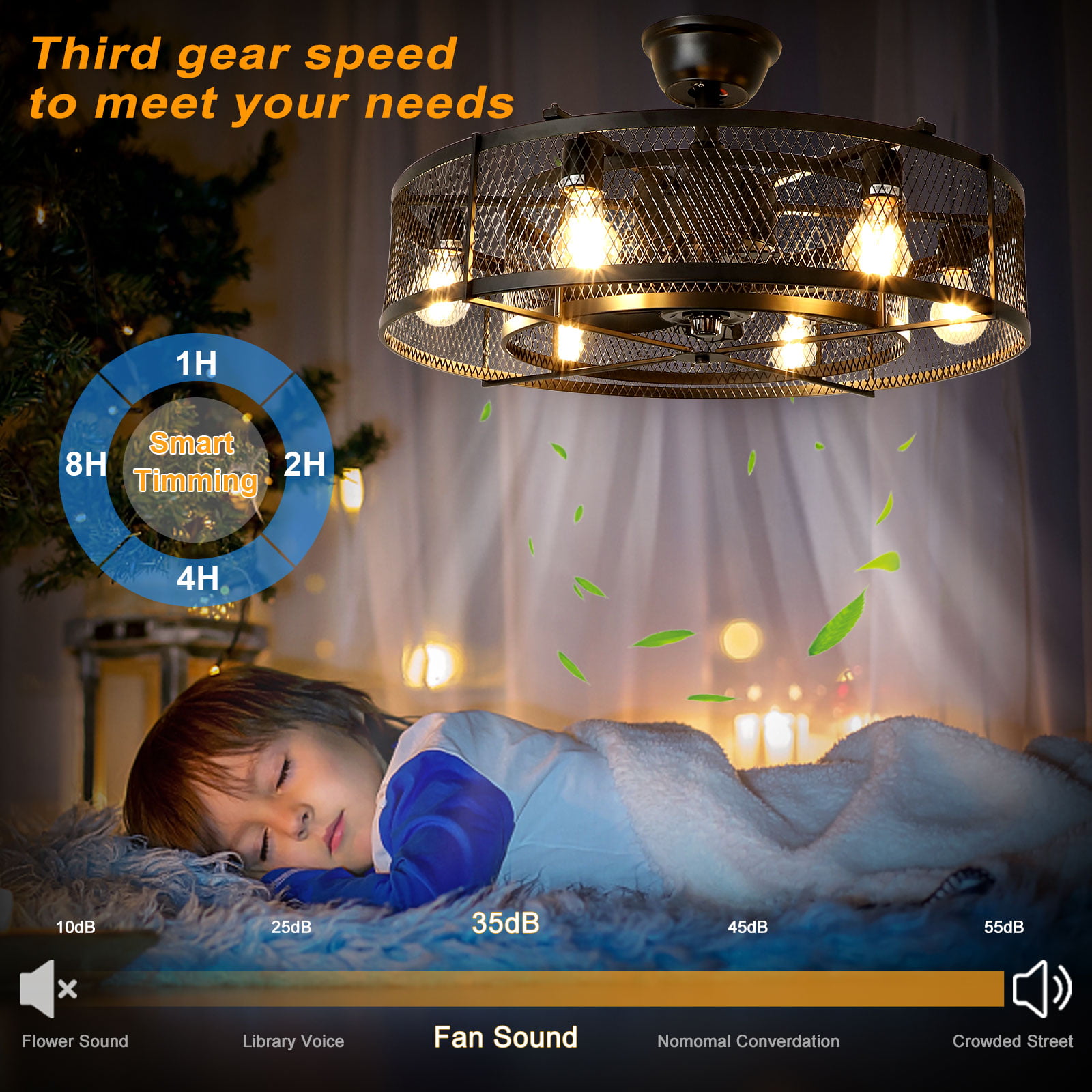 Depuley 26″ 6 Blades Industrial Ceiling Fans with light. Flush Mount Ceiling Fan Light Kit. Remote Control 3 Wind Speed