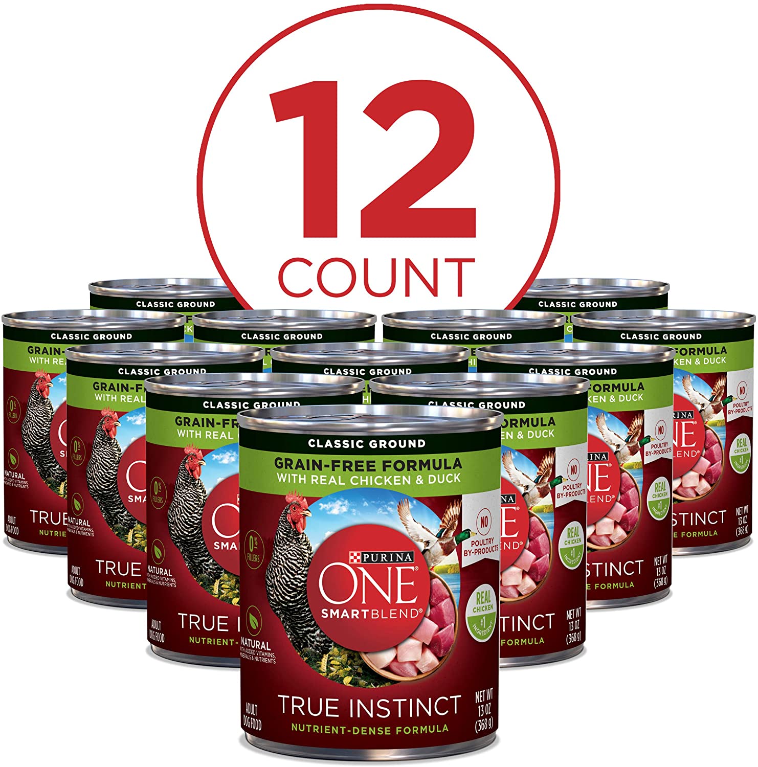 Purina ONE SmartBlend True Instinct Adult Canned Wet Dog Food.  Grain Free Chicken & Duck
