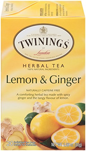 Twinings of London Lemon And Ginger Herbal Tea Bags. 20 Count. Pack of 6