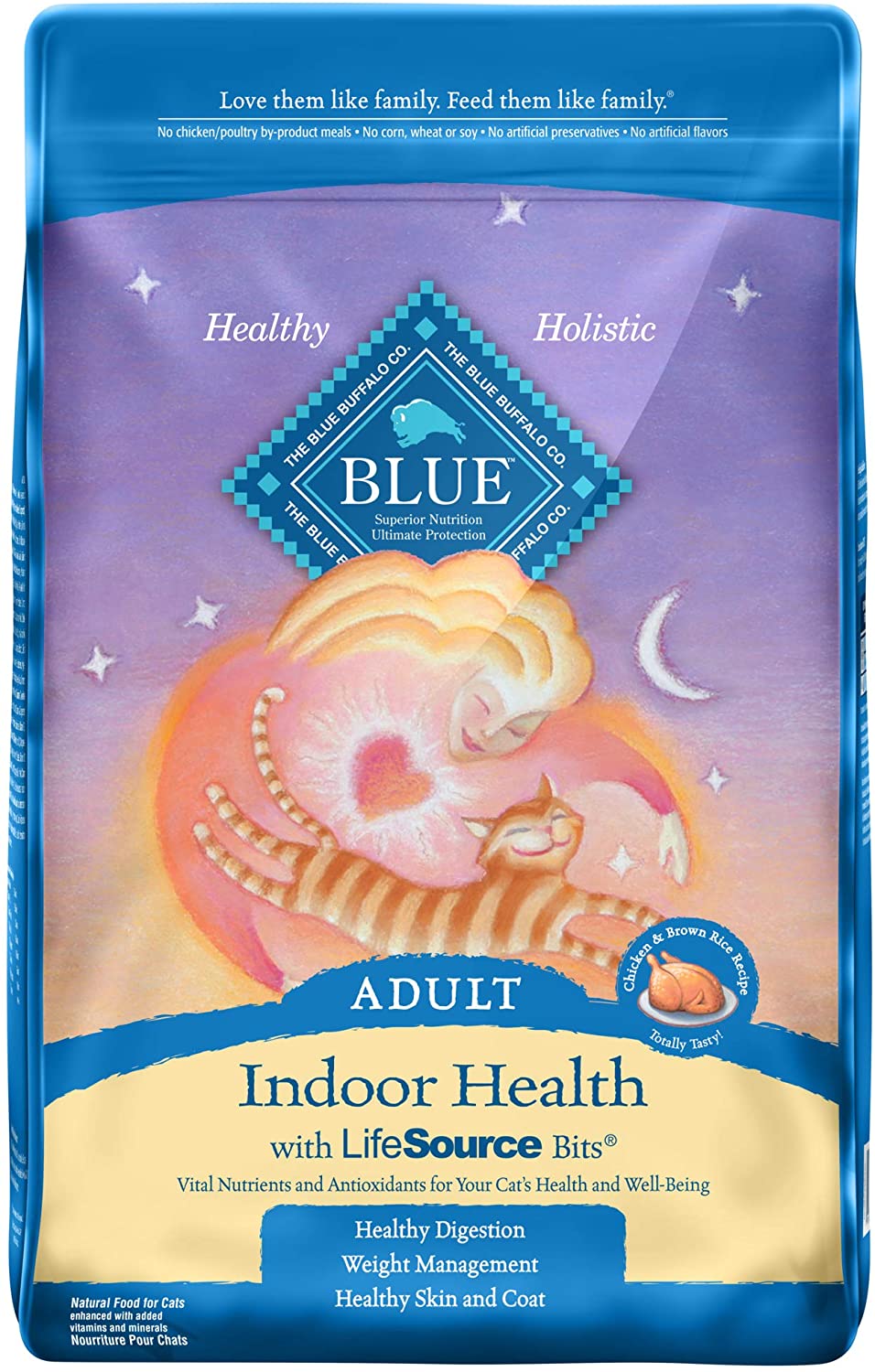 Blue Buffalo Indoor Health Natural Adult Dry Cat Food. Chicken & Brown Rice 15-Lb