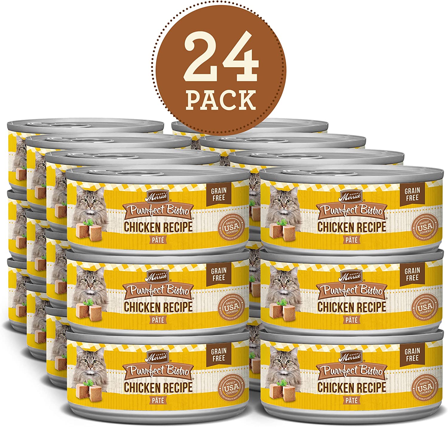 Merrick Purrfect Bistro Grain Free Canned Wet Cat Food - Chicken Pate - 5.5 Oz. case of 24