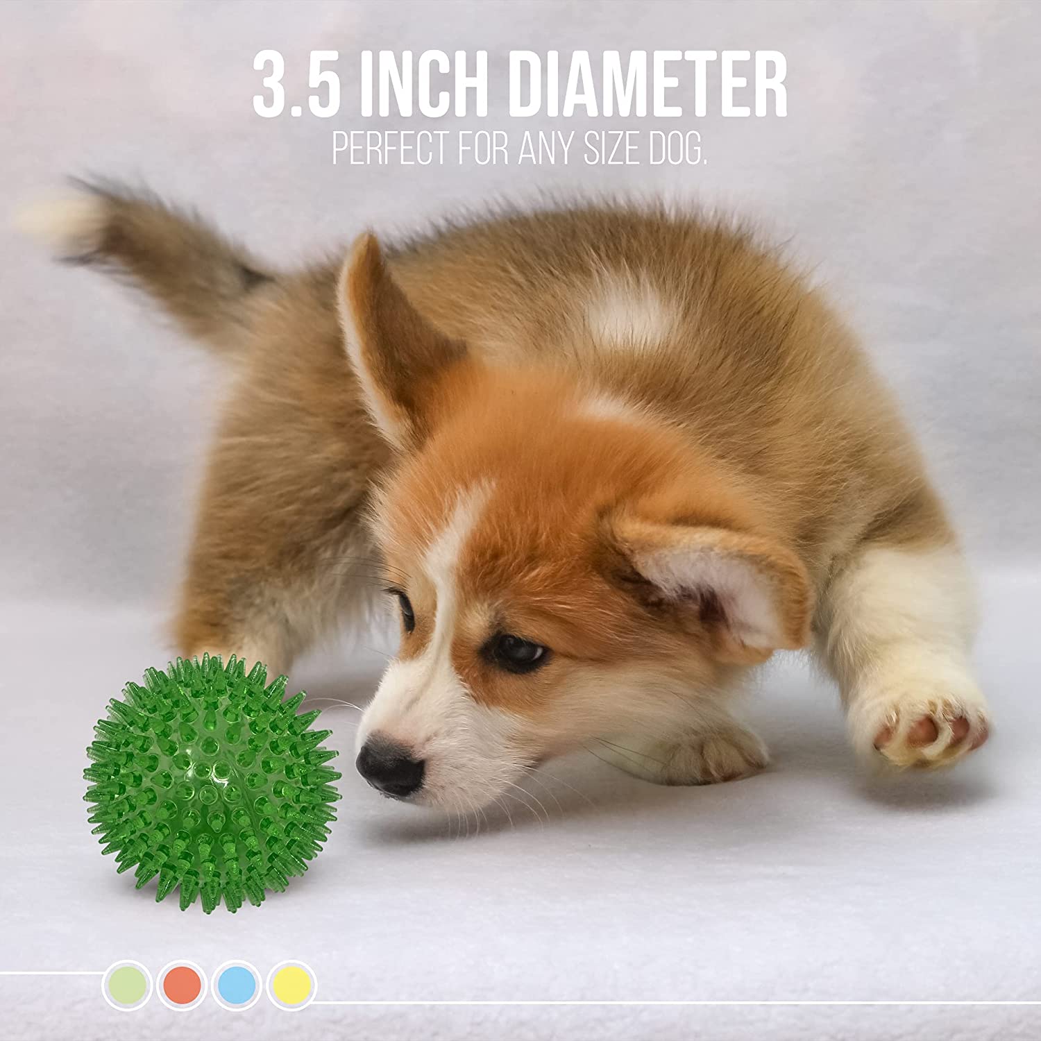 Dipperdap 4-Pack Squeaky Dog Toys 3.5 Spikey Dog Balls