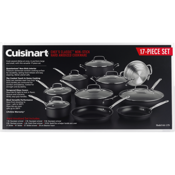 Cuisinart Chef-s Classic Non-Stick Hard Anodized. 17-Piece. Cookware Set 66-17N