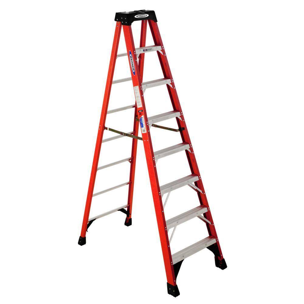 WERNER NXT1A08 8 ft. Fiberglass Step Ladder (12 ft. Reach Height) with 300 lbs. Load Capacity Type IA Duty Rating