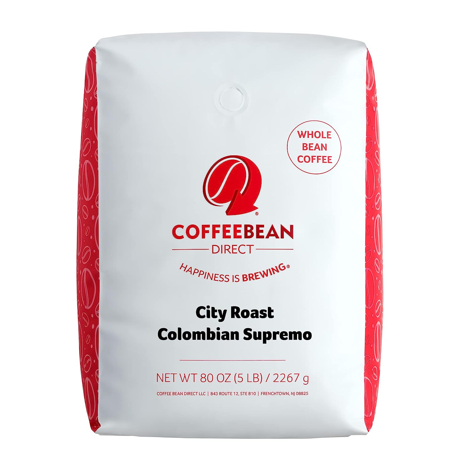 Coffee Bean Direct City Roast Colombian Supremo. Whole Bean Coffee. 5-Pound Bag