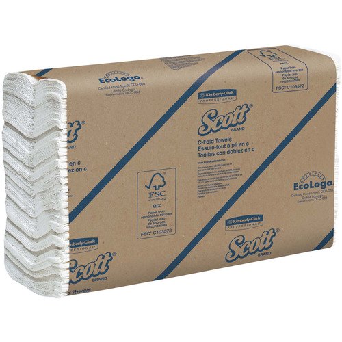 Scott Essential C-Fold Towels. Absorbency Pockets.10 1/8×13 3/20.White.200/PK.12 PK/CT -KCC01510