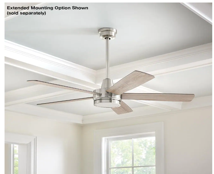 Hampton Bay 52133 Fanelee 54 in. White Color Changing Integrated LED Brushed Nickel Smart Hubspace Ceiling Fan with Light Kit and Remote