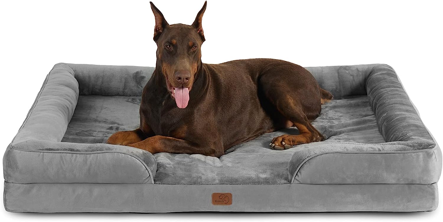 Bedsure Jumbo Orthopedic Dog Bed. Great Dane Dog Beds for Giant Dogs - Foam Sofa with Removable Washable Cover. Waterproof Lining and Nonskid Bottom Couch. Pet Bed
