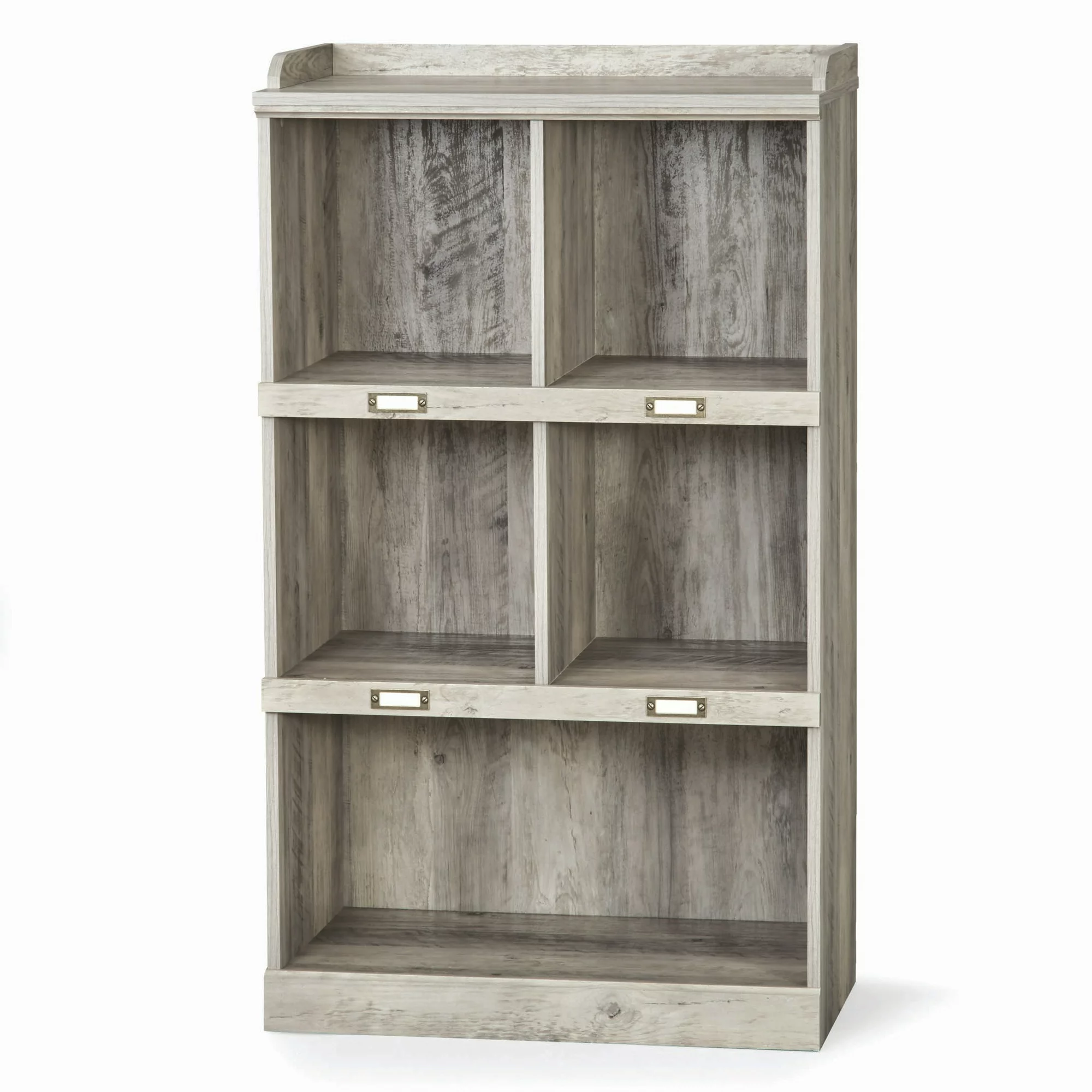 Better Homes & Gardens Modern Farmhouse 5-Cube Organizer Bookcase with Name Plates. Rustic Gray Finish