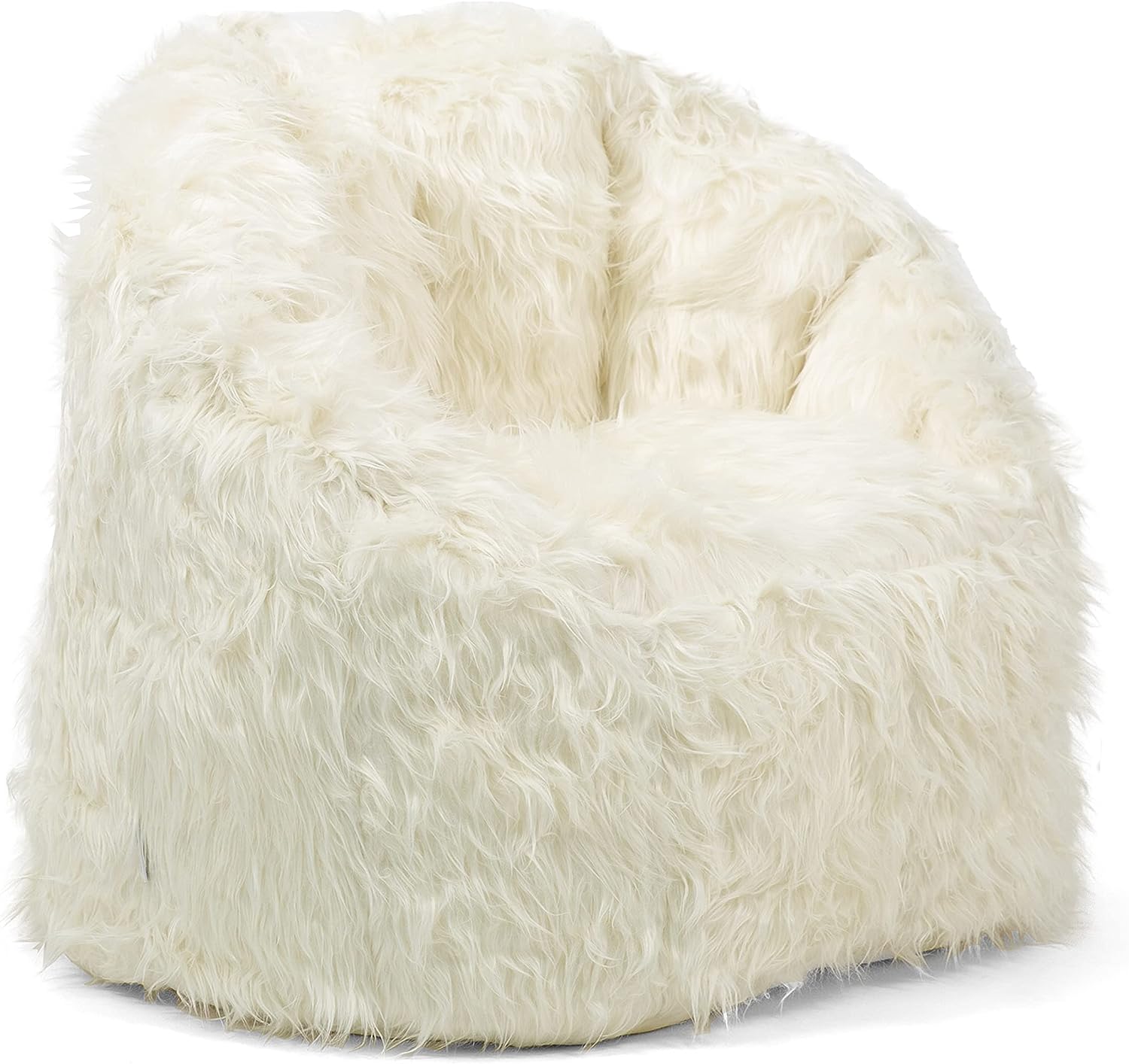 Big Joe Milano Bean Bag Chair. Ivory Shag Fur. Soft Faux Fur. 2.5 feet