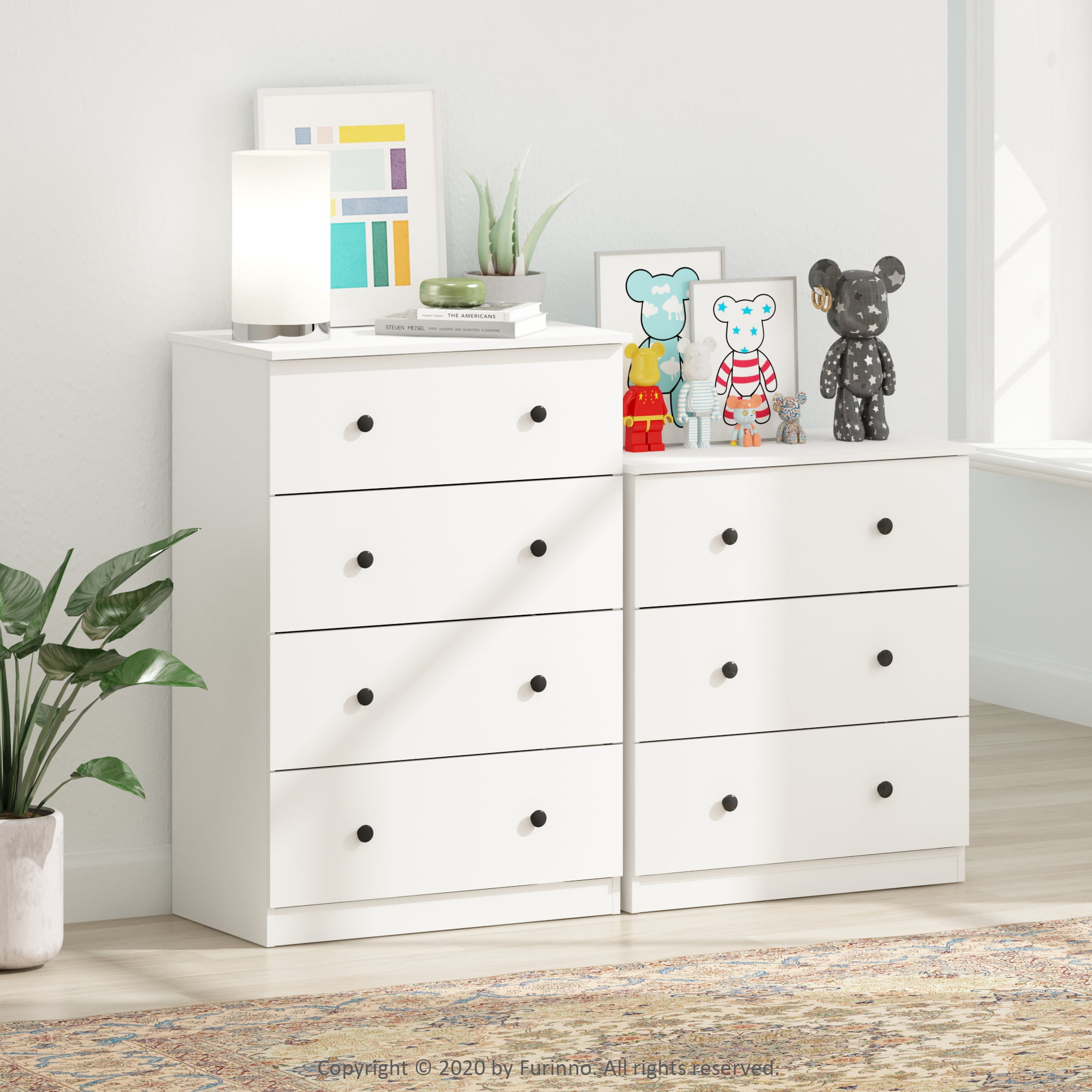 Furinno Tidur Simple Design 4-Drawer Dresser. Solid White