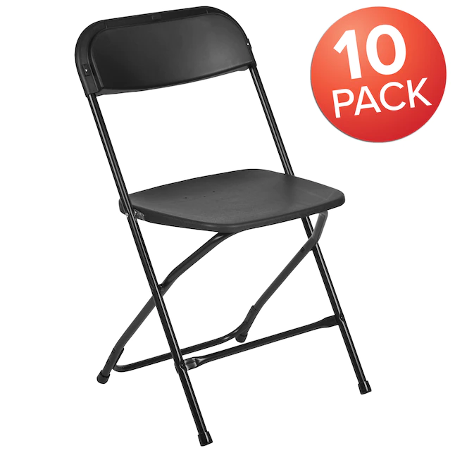Flash Furniture  10-Pack Black Standard Folding Chair with Solid Seat (Indoor)