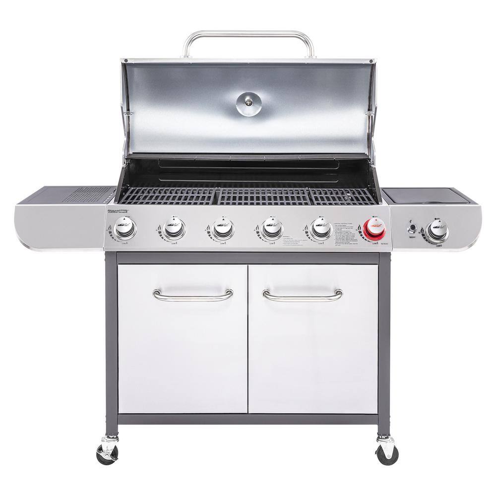 Royal Gourmet SG6002S 6-Burner BBQ Stainless Steel Gas Grill with Sear and Side Burners. Liquid Propane Cabinet Style Gas Grill. 71.000 BTU